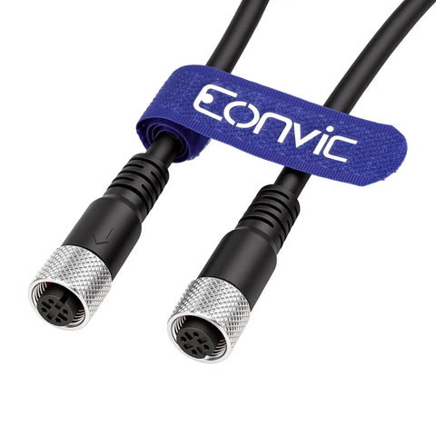 M12 A Code 4 Pin Female To Female Connector Cable With Molded PVC Jacket, Industrial Sensor Lead, 2 Meter, 22 AWG