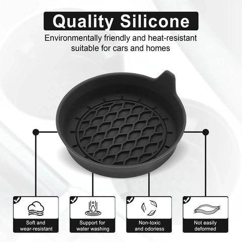 Silicone Car Cup Holder Coasters Set Of Four Universal Non Slip Inserts, black coaster with honeycomb pattern, quality silicone