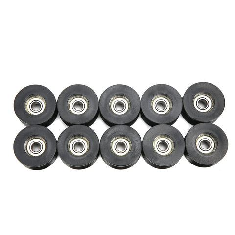 10 black nylon-coated roller pulley wheels with 608ZZ bearings