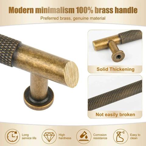 Matt Coffee Bronze Solid Brass Cabinet Handles 5 Pack 5 Inch Hole Centers Drawer Pulls, detailed view