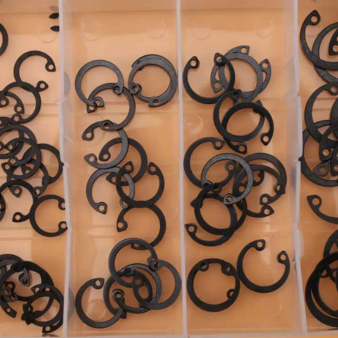 Six Size C Clips Snap Ring Assortment Kit 11mm To 21mm In Durable Metal With Box For Dowel Pins And Shaft Grooves Prevents Lateral Movement