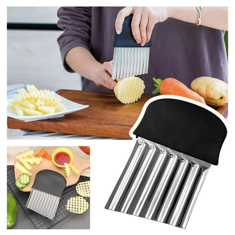 Crinkle Cutter For Veggies And Potatoes With Stainless Steel Blade And Ergonomic Non Slip Handle For Easy Boss Level Veggie Prep Sharp Wave Knife For French Fries And Veggie Slicing Multi Functional Kitchen Tool For Quick Cuts And Consistent Results