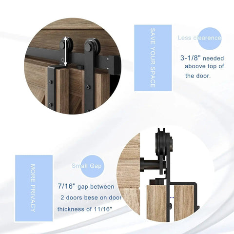 5 Ft Mini Cabinet Bypass Barn Door Hardware Kit With Single Track 60 Inch Small Sliding Barn Door Track Kit for doors installation details.