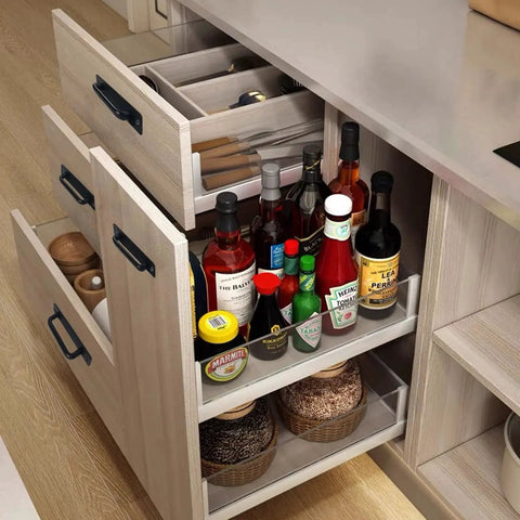 Kitchen cabinet with 10 Pack 8 Inch Matte Black Cabinet Pulls And Drawer Handles Stainless Steel hardware