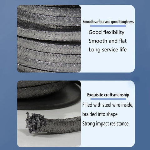 DRISSA expanded graphite braided packing for pump glands or valve stems, 4x4mm, 9.8ft, PTFE-graphite braid, Amazon