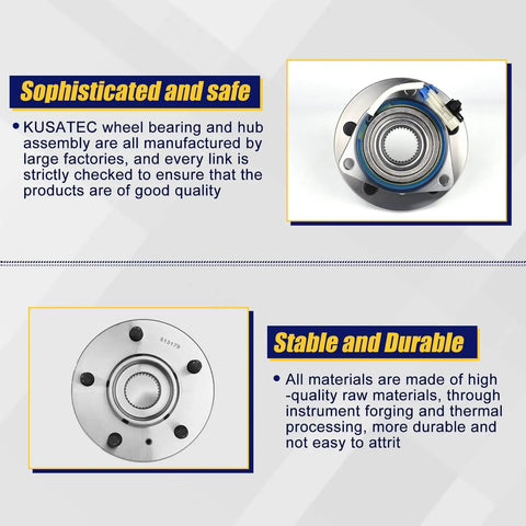 Front Wheel Hub & Bearing Assembly Pair 2pcs, 5-Lug w/ ABS, Sealed Ball Bearing Hub Unit for GM sedans and crossovers.