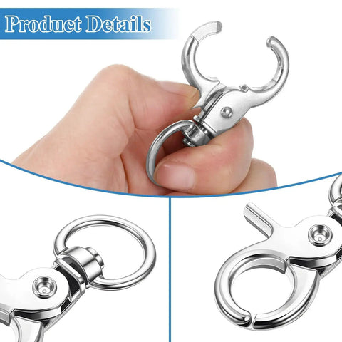 Close-up of Heavy Duty Trigger Snap Hooks 2.32 X 0.82 Inch Swivel 360 Degree For Pet Cages showing stainless steel build.