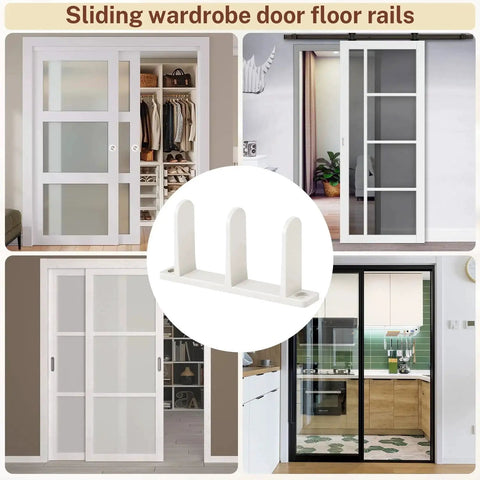 4 Pack Sliding Closet Door Floor Guides Universal White ABS Track Guides With Screws Fits One Three Eighths Inch Thick Doors Keeps Sliding Panels Centered For Smooth Operation In Cabinets And Closets For Cabinet Floor