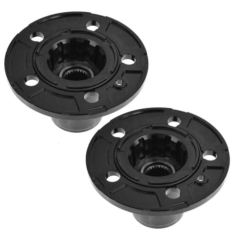 Two Piece Locking Hub Set For 4x4 Manual Hubs Fits 1990 Ford Bronco II 1991 To 1994 Explorer 1990 To 1997 Ranger 1994 To 1996 Mazda B3000 Navajo Easy Install Durable Upgrade showing two round, black hubs on white background.