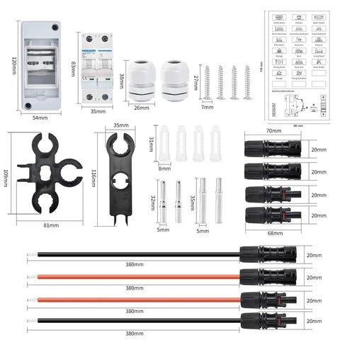 Solar Panel Disconnect Switch Kit 400V 30 Amp IP65 Breaker Box With 2P DC Miniature Circuit Breaker for PV Systems Accessories