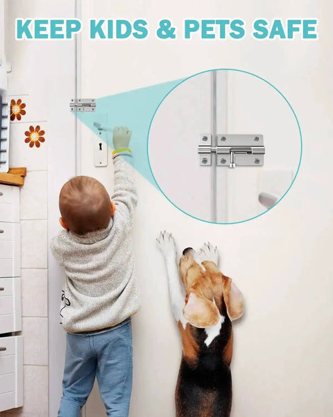 Heavy Duty Door Slide Latch Lock 3 Inch Barrel Bolt Built From Solid Steel For Maximum Privacy And Security, shown on door