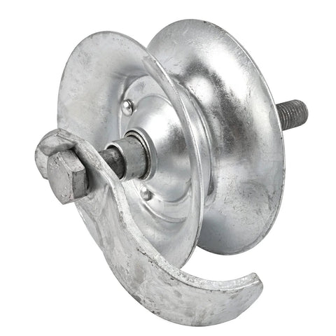 5-inch galvanized steel pipe track roller for 1 5/8-inch track, front view