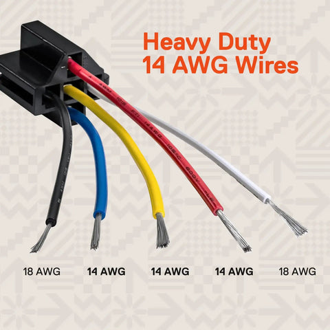 Interlocking Relay Socket Harness Base Kit for 12V DC 5 Pin SPDT Relays with 14 AWG Main Wires illustration