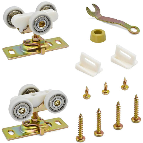 Pocket Door Roller Replacement Kit With 1 Inch O D Wheels For 100, 134F, 138F, 2610F Track Systems, Ball Bearing Tricycle Hanger