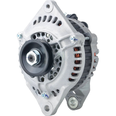 Go-To Upgrade 12V 70A Alternator Replacement For 1986-1988 Mazda RX-7 1.3L, CW Rotation, V1 Pulley, IR Regulator, IF Fan, front view