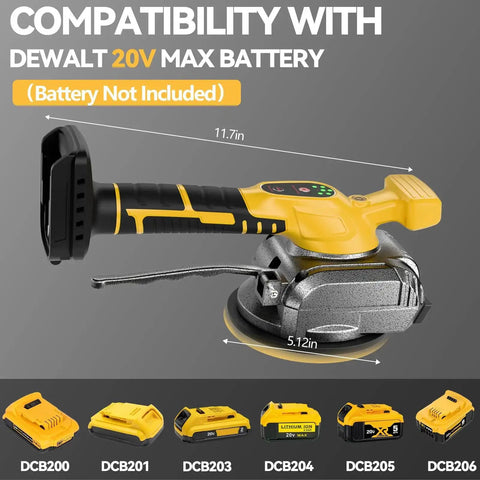 Image of Cordless Tile Vibration Tool With 5 Speed Settings For Leveling Floors And Walls, 20V Battery Compatible, Suction Cup