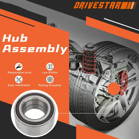 Front Or Rear Wheel Bearing Kit For Acura CSX ILX TL TSX Honda Accord Civic Element Fit Insight Pair Reliable Hub Bearings For Multiple Models And Great Value shown next to wheel hub assembly illustration with visible bearing.