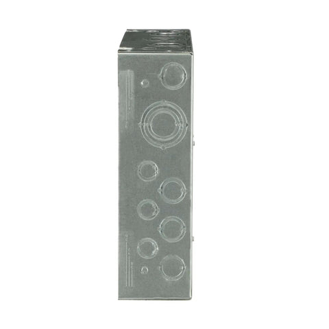 Side view of 125A Convertible Load Center TLM612FCUDP, Main Lug 6 Spaces 12 Circuits, 120/240V AC, NEMA 1 Galvanized Enclosure
