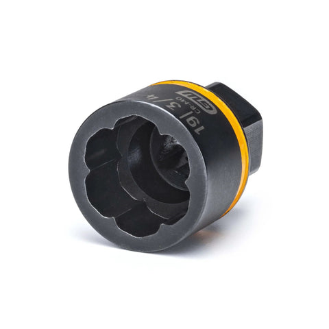 Single socket from Seven Piece Metric Bolt Biter Extraction Socket Set With One Quarter And Three Eighths Inch Drive Bidirectional For Damaged