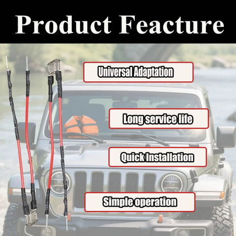 SRS warning light resistor kit, 3-piece set with red and black wires and connectors for airbag bypass.