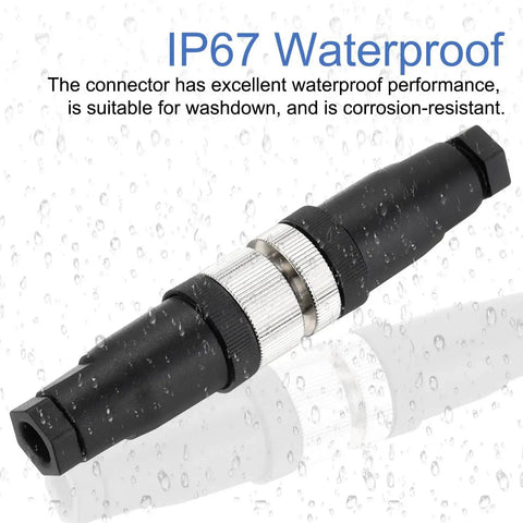Two Pack M12 4 Pin Male Aviation Connector Wire Plug A Coding 12mm Circular Sensor Connector Waterproof IP67