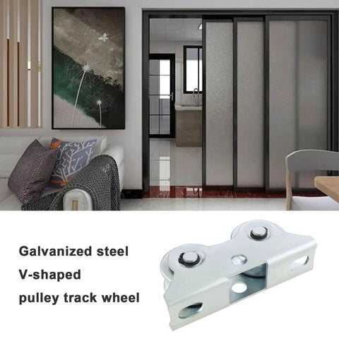Heavy Duty V Groove Sliding Gate Wheel With Bracket Double Bearing Caster for Rolling Doors and Gates Galvanized Steel Roller