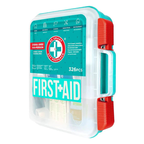 Teal 326 Piece First Aid Kit For 100 People From The Leading US Manufacturer Exceeds OSHA And ANSI Guidelines A Must Have