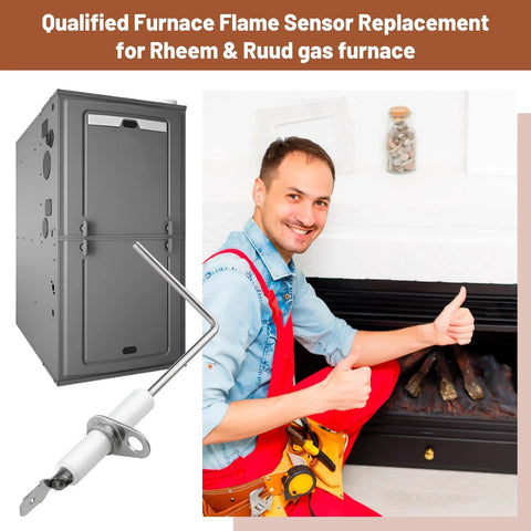 Flame sensor replacement for Rheem/Ruud furnace, 2-pack, compatible with 62-23543-02/03/04, Amazon brand.