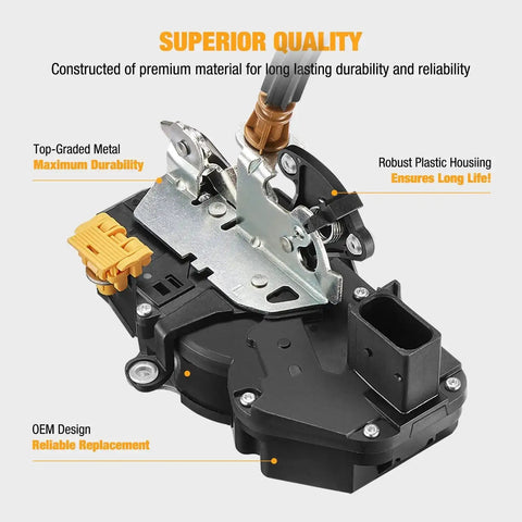 Power Door Lock Latch Actuator With Cable Front Left Driver Side for Chevrolet Silverado Sierra 1500 2500HD 3500HD Direct Replacement