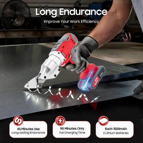 36V Corded Metal Shears With Variable Speed And Swivel Head Cutting Metal Sheet