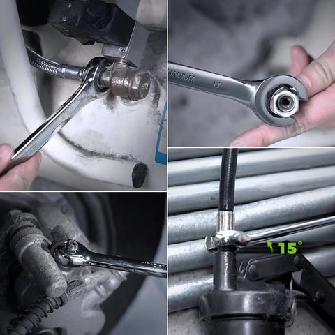 4 Piece Flare Nut Wrench Set Offset Ends Metric 8-17mm CRV Steel Pouch used on various automotive fittings