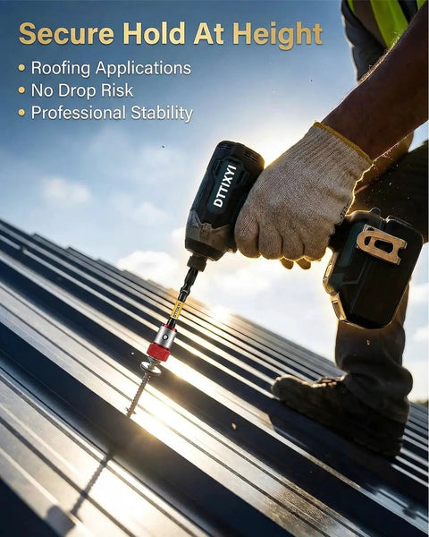 Person using 6 Piece Magnetic Screwdriver Head Ring Set For Drill And Impact Driver, S2 Steel Double Ended PH1 PH2 PH3 Bits on rooftop