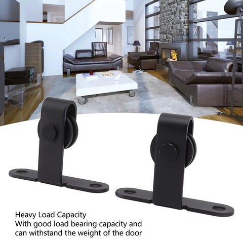 Quiet ABS Sliding Barn Door Hardware Kit For Double Doors With Bypass Track Flat Rail in modern living room