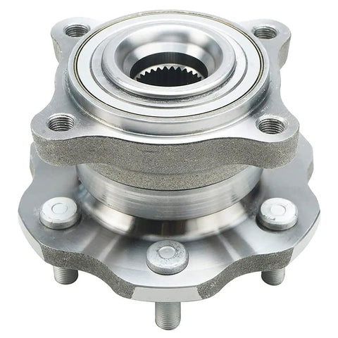 Front view of 4WD Wheel Bearing Hub Assembly Set For Nissan Frontier And Pathfinder, 6 Lug With ABS, Replacement Part 515065, 541003.