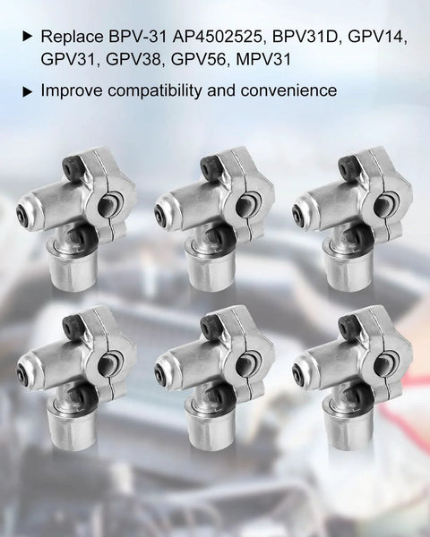 Six BPV-31 bullet piercing refrigerator line tap valves, metallic finish, compatible with 1/4, 5/16, 3/8 in OD pipes