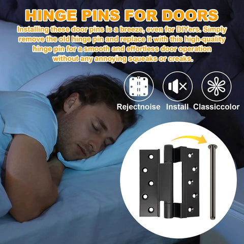 Six 3.5 Inch Indoor Door Hinge Pins Replacement Set For Interior Doors Heavy Duty Steel Black Finish Compatible With Oil Rubbed Bronze Hinges