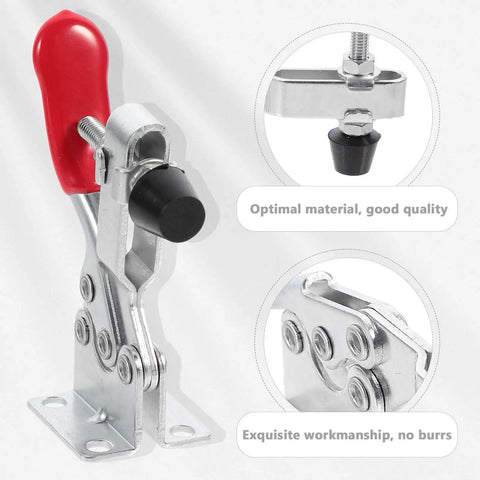 10 Piece Quick Release Toggle Clamps Set For Woodworking And Welding Fixtures, red handle, zinc plated, heavy duty workholding