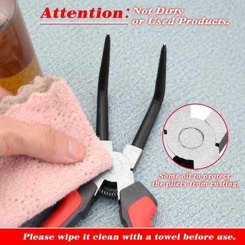 Pro Grade Internal Master Cylinder Snap Ring Pliers Long Reach 90 Degree Bent Nose for Installing and Removing Retaining Rings