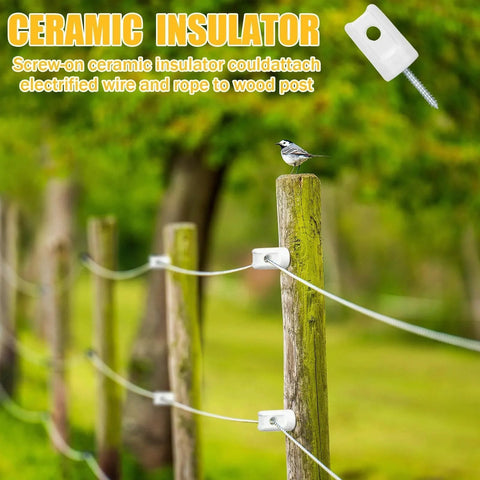 25 Pack Ceramic Lag Screw Fence Insulators For Wooden Posts, heavy duty porcelain electrical fence insulators on fence