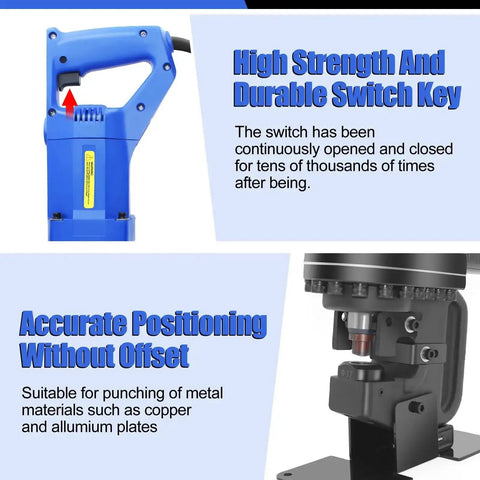 Heavy Duty Electric Hydraulic Hole Punch Kit For Metal with 1200W motor handle and die set for punching copper, aluminum plates