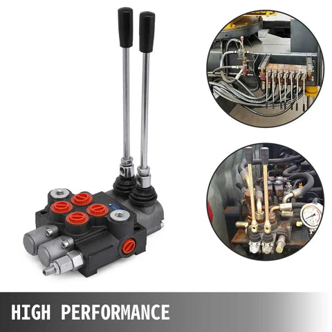 Two Spool Hydraulic Directional Control Valve For Double Acting Cylinders Heavy Duty Construction 11 GPM 3600 PSI SAE Port
