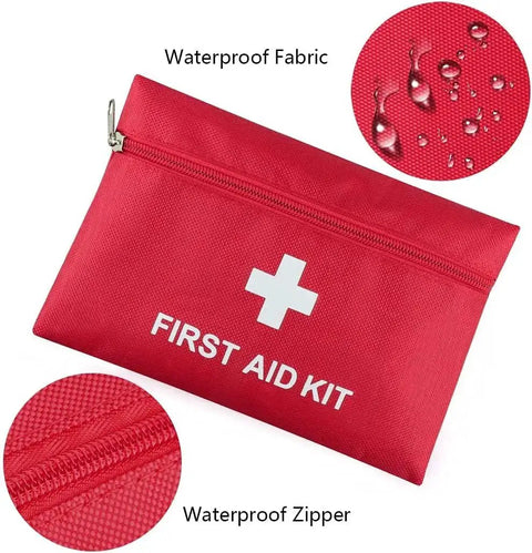 Red waterproof first aid kit pouch with zipper, Pack Of 12 Empty First Aid Kit Pouches For Travel And Outdoor Emergencies Waterproof Nylon 20 By 14 Cm Lightweight Car Home Office Bag For Medical Supplies Storage