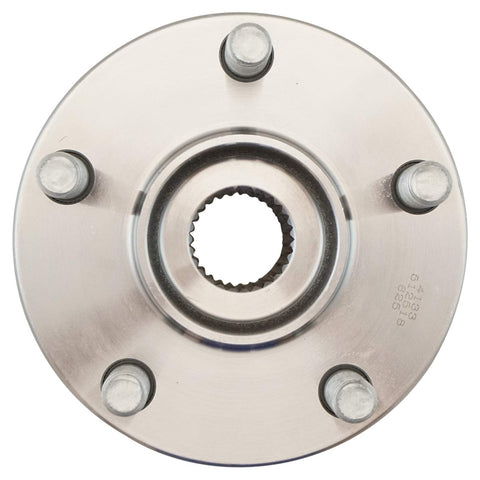 Front view of wheel hub from Four Piece Front And Rear Wheel Bearing And Hub Assembly Set For Subaru Crosstrek XV Forester Impreza 2014 2015 2016 2017 2018 2019 2020 2021 2022 2023 16 23 Complete Kit With Front And Rear Hubs.