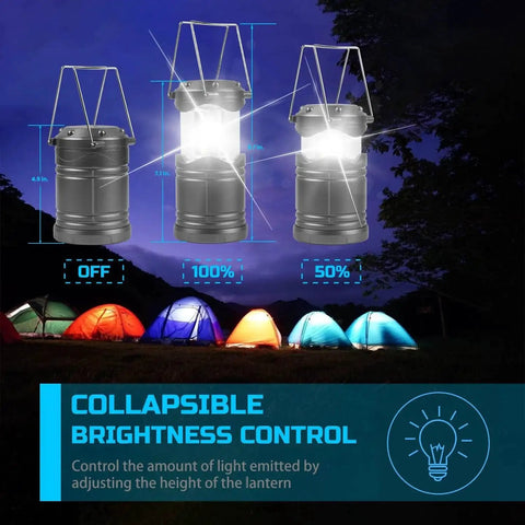 LED Camping Lantern 4 Pack Battery Powered Emergency Light 360 Degree Coverage collapsible brightness control at night camp