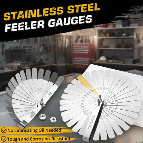 Premium Stainless Steel Feeler Gauge Set For Valves With Straight And Angled Blades For Automotive Work Two Piece Kit