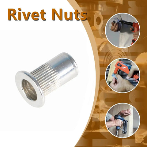 150 Piece Aluminum Rivet Nuts Kit With Flat Head For Easy Install No Fuss Pro Grade, SAE Sizes 6-32 8-32 10-24 10-32 1/4-20