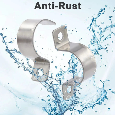 Stainless Steel Conduit Clamps 1/4 Inch Heavy Duty Universal 2 Hole U Bracket Pipe Clips with anti-rust feature and splash background
