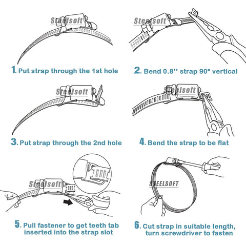 Steelsoft stainless steel DIY band clamp kit for hoses and ducts, 2.5–115 in diameter, 30 ft strap + 8 fasteners