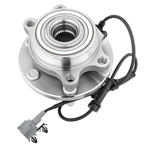 Close-up view of Pair Front Wheel Bearing And Hub Assembly For 2005-2019 Nissan Pathfinder Xterra Frontier And 2009-2012 Suzuki Equator 4x4 Models