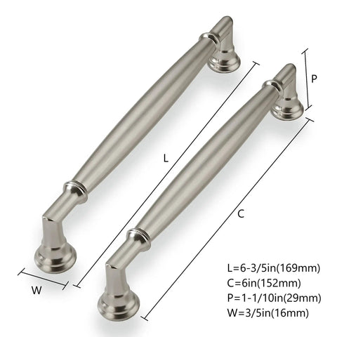 10 Pack 6 Inch Brushed Satin Nickel Cabinet Pulls Durable Solid Zinc Alloy Round Cabinet Hardware
